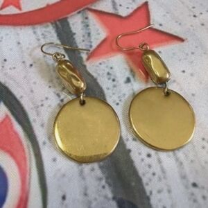 Gold Color Circle Shape Drop Dangle French Wire Earrings